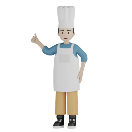 Young chef showing thumbs up  3D Illustration