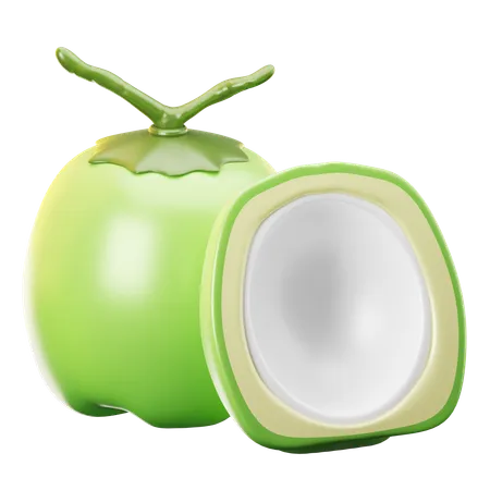 3 D Icon Fresh Young Coconut On Transparent Background 3D Icon