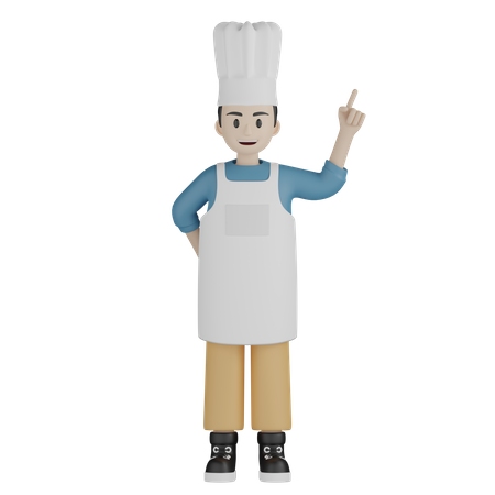 Young cook pointing something up  3D Icon