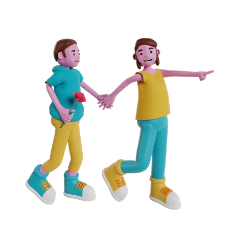 Young Couple  3D Illustration