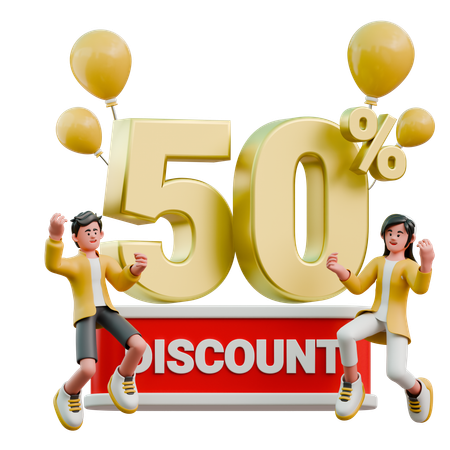 Young Couple Buying Discounted Items  3D Illustration
