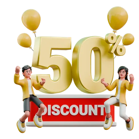 Young Couple Buying Discounted Items  3D Illustration