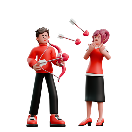 Young Couple Declare Love  3D Illustration