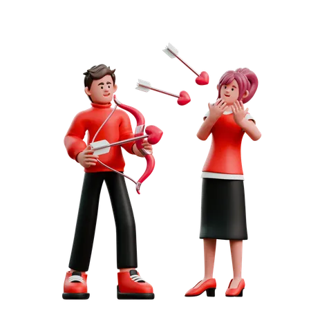 Young Couple Declare Love  3D Illustration