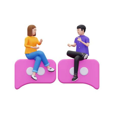 Young couple discuss together  3D Icon