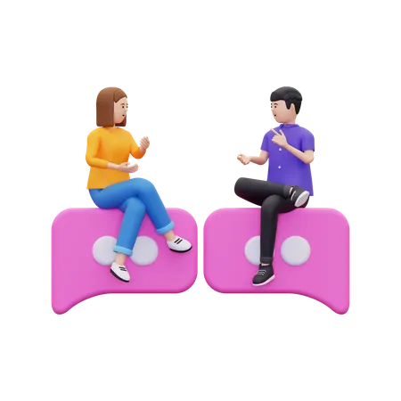 Young couple discuss together  3D Illustration