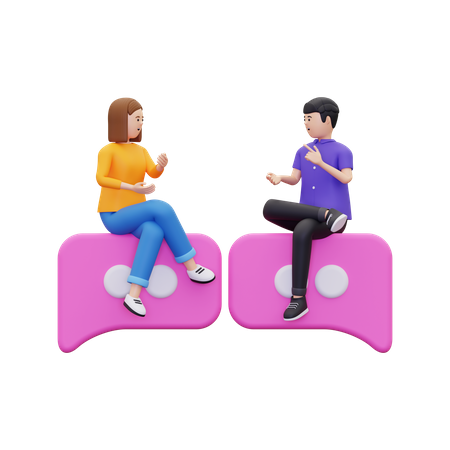 Young couple discuss together  3D Illustration