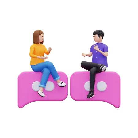 3 D A Man And Woman Are Having A Conversation Illustration 3D Illustration