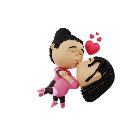 Young couple kissing  3D Illustration