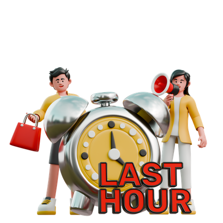 Young Couple Shopping At Last Hour  3D Icon