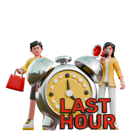 Young Couple Shopping At Last Hour  3D Illustration
