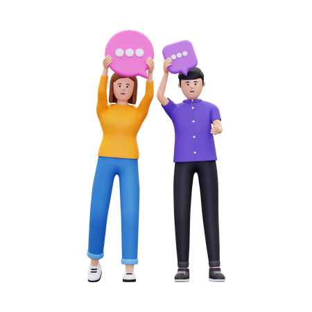 Young Couple showing conversation  3D Icon