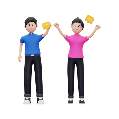 Young couple showing conversation  3D Illustration