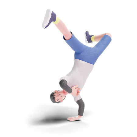 Young dancer doing handstand  3D Illustration