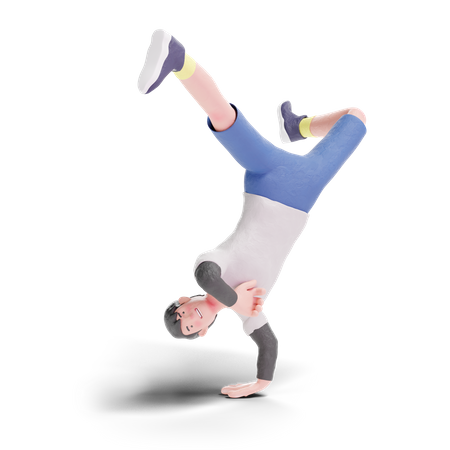 Young dancer doing handstand 3D Illustration