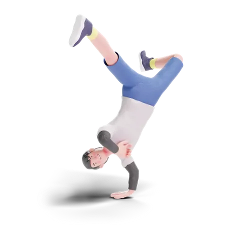 Young dancer doing handstand  3D Illustration