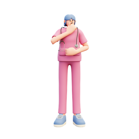 Young Doctor Deep Thinking  3D Illustration