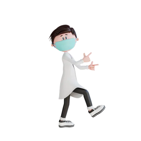 Young doctor giving funny pose 3D Illustration