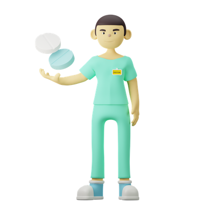 Young Doctor holding medicine  3D Illustration