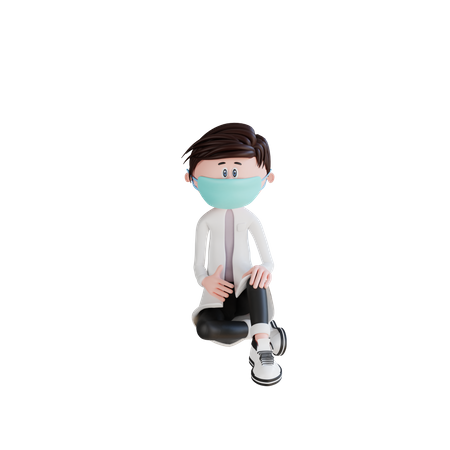 Young doctor in sitting pose  3D Illustration