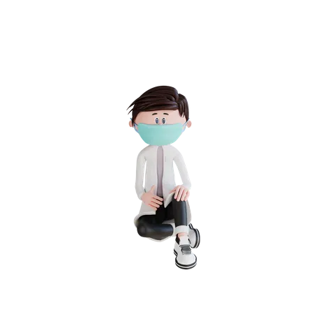 Young doctor in sitting pose  3D Illustration