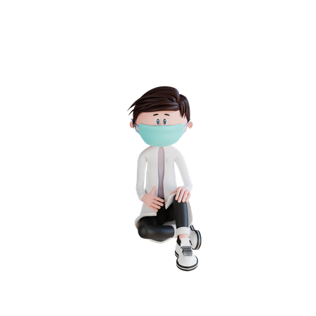 Young doctor in sitting pose 3D Illustration