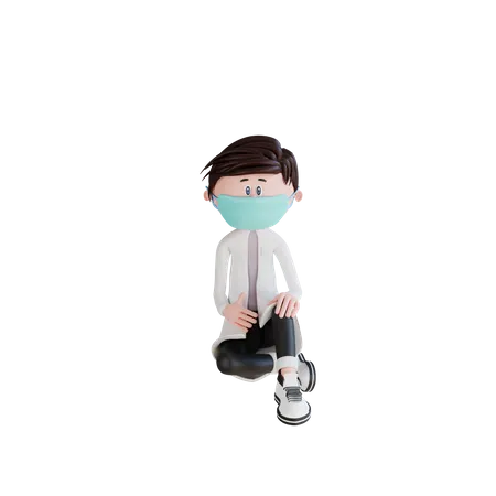 Young doctor in sitting pose 3D Illustration