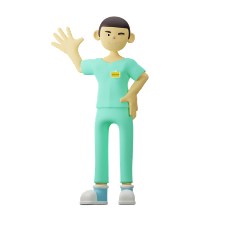 Young Doctor Say Hello  3D Illustration