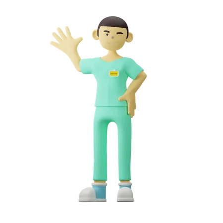 Young Doctor Say Hello  3D Illustration