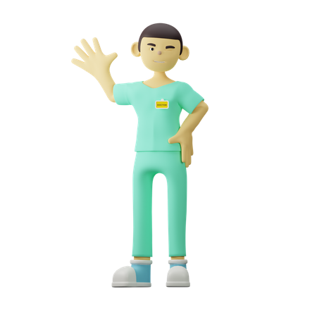 Young Doctor Say Hello 3D Illustration