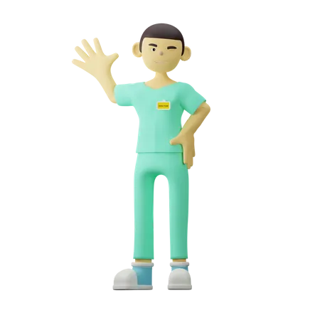 Young Doctor Say Hello 3D Illustration