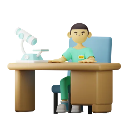 Young Doctor seating on Desk  3D Illustration