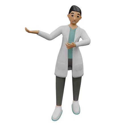 Young doctor showing hands at left  3D Icon