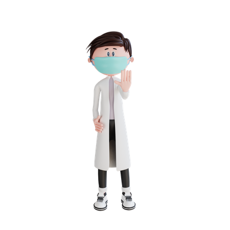 Young doctor showing stop hand gesture  3D Icon