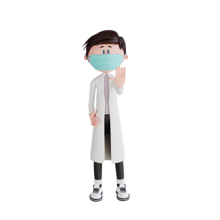 Young doctor showing stop hand gesture  3D Illustration