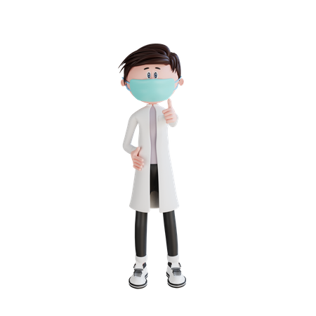 Young doctor showing thumbs up gesture  3D Icon