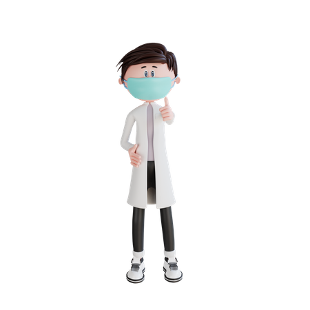 Young doctor showing thumbs up gesture 3D Illustration