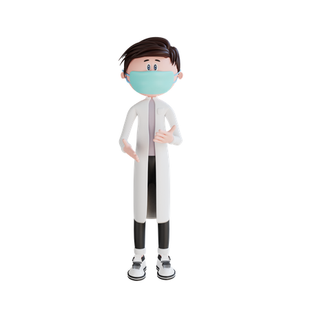 Young doctor stand up to chat pose 3D Illustration