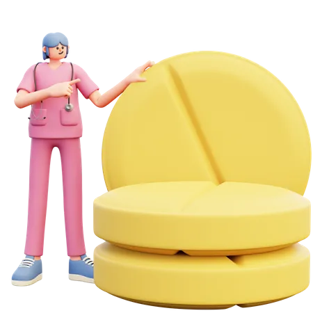 Young Doctor Standing Near Big Pills  3D Illustration