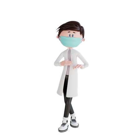 Young doctor standing with crossed legs pose  3D Illustration