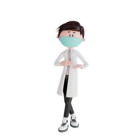 Young doctor standing with crossed legs pose  3D Illustration