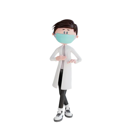 Young doctor standing with crossed legs pose 3D Illustration