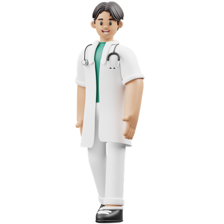 Young doctor Walking  3D Illustration