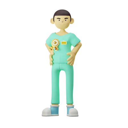 Young Doctor With Medal  3D Illustration