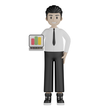 Young employee representing business report  3D Illustration