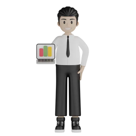 Young employee representing business report  3D Illustration