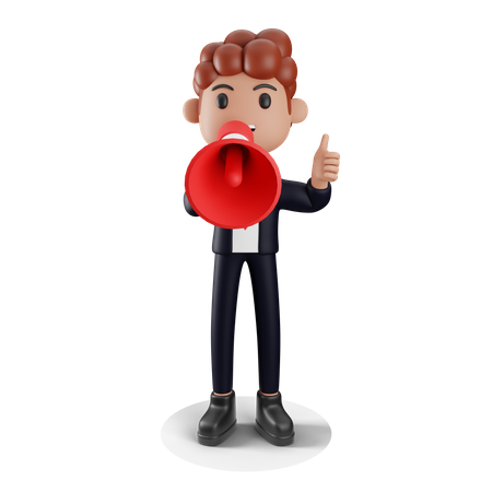 Young employee working on business marketing and showing thumbs up  3D Icon