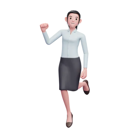 Young Girl Celebrating 3 D Render Business Woman Character Illustration 3D Illustration