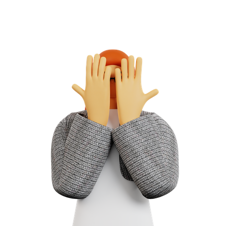 Young Girl covering covering face using hands 3D Illustration