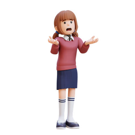 Young Girl Crying Feeling Very Depressed Shouting Loud  3D Icon